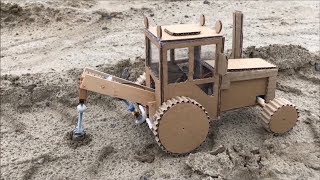 DIY tractor with mounted drilling rig - Cardboard toy