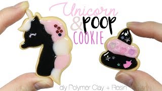 How to DIY Unicorn & Poop Frosted Cookies Polymer Clay/Resin Tutorial