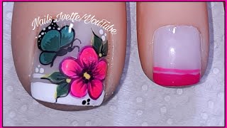 Diseño de pies flor rosado fucsia/decoración de pie flor y mariposa