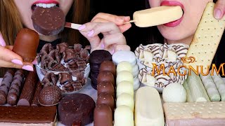 ASMR MILK + WHITE CHOCOLATE COVERED MARSHMALLOWS, MAGNUM ICE CREAM BARS, OREO, FERRERO CHOCOLATE, 먹방