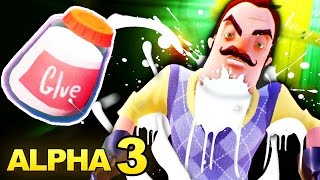 TRAPPING THE NEIGHBOR WITH  GLUE! (Hello Neighbor Alpha 3 Update)
