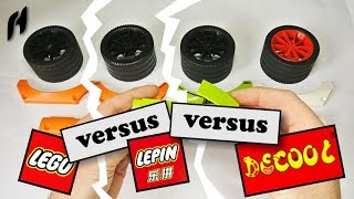 Comparison: Lego vs Lepin vs Decool (Panels and Wheels)