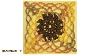 АЖУРНЫЙ КВАДРАТ КРЮЧКОМ вязание крючком Crochet Square Pattern TUTORIAL.