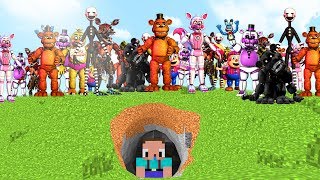 BASE EN MUNDO REDONDO VS FIVE NIGHTS AT FREDDY'S EN MINECRAFT - RETO DE LA BASE VS APOCALIPSIS