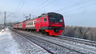 ПОЕЗДА РОССИИ ЗИМОЙ НА ПЕРЕГОНЕ "СНЕЖНИЦА - КАЧА"