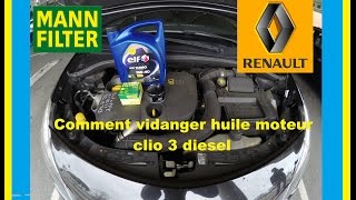 Vidange moteur + filtre à huile Clio 3 dci 85 CV