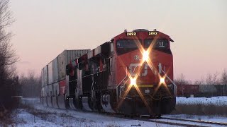 Friendly Wave! CN Stack Train 120 w/DPU at Moncton, NB
