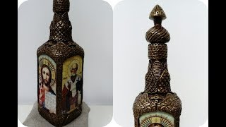 Декор бутылки для святой воды. Diy.