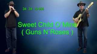 nº121 Sweet Child O´Mine (Guns N´Roses) harmonica ( Db ) TAB+CHORDS GUITAR Mundharmonika
