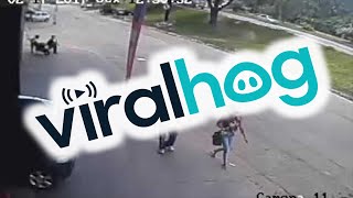 Pedestrian Struck by Tire || ViralHog