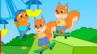Famille d'Écureuil - Skateur Sur Le Terrain De Jeu Animé 2022 en Français