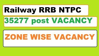 Railway RRB NTPC 35277 post ZONE WISE VACANCY  DETAIL 2019