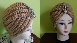 طريقة كروشيه طاقية تربون