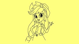 How to draw My little pony Equestria girls Rainbow rocks Applejack step by step easy