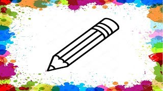 Как нарисовать КАРАНДАШ/Учим ЦВЕТА/Рисунок раскраска для детей/How to draw a pencil