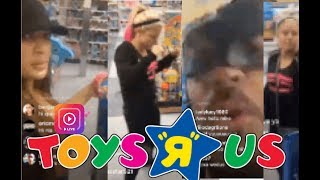 WWE's Alexa Bliss, Nia Jax and Mike Rome in Toys R Us. (Funny Instagram live moment)
