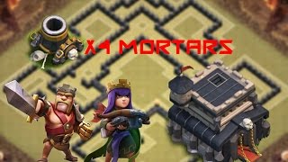 crazy th lvl 9 (4 mortars) war base !! (speed build)