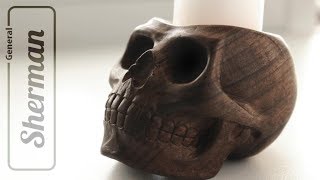Череп-подсвечник из дерева