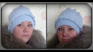 женская шапка, вязание спицами