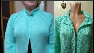 Вяжем кардиган спицами от горловины