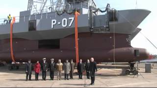 Patruļkuģa P-07 „Viesīte" vārda došanas un ūdenī nolaišanas ceremonija 11/04/2012
