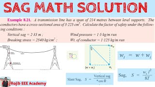 Sag Math Problem : 07 ( Equal level supports) || Power system analysis || Bangla