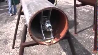 Clemco Hollo Blast. Пескоструй труб изнутри.
