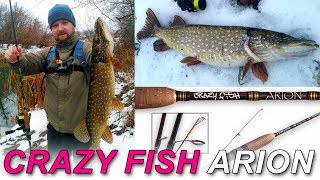 Crazy Fish ARION ASR762S-L - тест спиннинга на зимней реке по щуке. Ловля щуки зимой на джиг