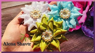 Цветы из репсовых лент 2,5 см?Flores da fita?Ribbon Flowers