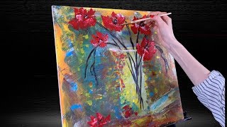 Абстрактная картина Цветочная рапсодия. Абстрактные цветы. Easy abstract painting flowers
