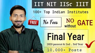 IIT NIT IISCs IIIT recruitment 2020 | Final Year Eligible | 10000+ post | Funded Project Summer Jobs