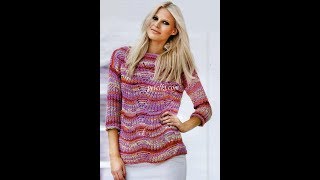 Джемпер Спицами из Меланжевой Пряжи - 2019 / Sweater from Melange Yarn / Pullover aus Melange Garn
