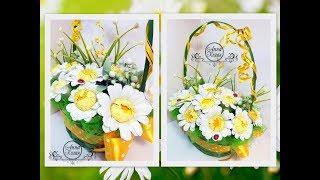 DIY?Корзинка РОМАШЕК из конфет?Мастер класс?Букеты из конфет Анна Кохан?Цветы из гофробумаги