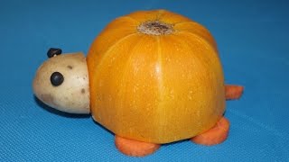 Черепаха из кабачка. Осенняя поделка из овощей в садик и школу своими руками.