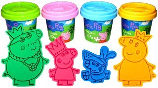 Peppa Pig Royal Family Molds and Play Doh with Princess Peppa Daddy King Mummy Queen Sir George Toys