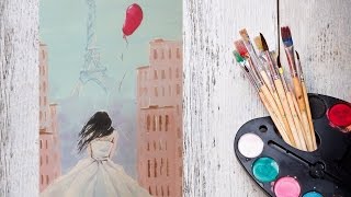 Как нарисовать Париж? Рисуем Утро в Париже гуашью! #Dari_Art