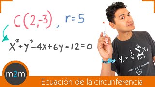 Ec. gral. circunferencia, dado centro y radio │ fuera origen