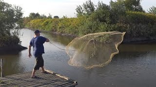 Зарыбленный пруд.Рыбалка Кастинговой сетью.