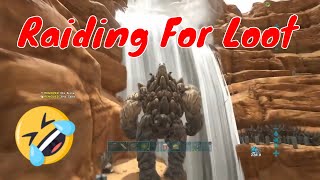 Raiding Desert Waterfall Cave for Loot | ARK PVP PS4 OFFICIAL