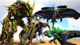 GodZilla Vs Forest Titan, IceTitan & Desert Titan! (ExTinction Boss) Ark Survival Evolved