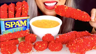 ASMR Hot Cheetos Mozzarella Corn Dogs & SPAM Fries | Extreme CRUNCHY Sounds *No Talking