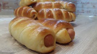 СОСИСКА В ТЕСТЕ рецепт КАК В ШКОЛЕ|Тесто Мягкое Вкусное КАК ПУХ| Dinner rolls recipe | Buns recipe