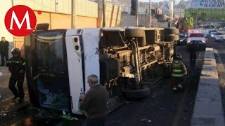 Volcadura de autobús en la México-Pachuca deja al menos 15 heridos