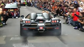 Rare Koenigsegg CCXR - revs and burnout in London!