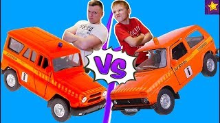 Как едут Машинки УАЗ против НИВА? Игорюша вызвал Папу на ЧЕЛЛЕНДЖ с машинками Video for kids