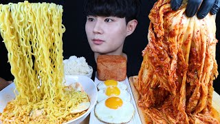 집밥 김치라면 통스팸 김치 계란 리얼사운드 먹방ASMR Korean home food kimchi spam 韓国料理 อาหารเกาหลี mukbang eating sounds