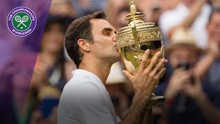 Roger Federer and Marin Cilic receive their Wimbledon 2017 trophies