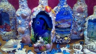 DIY Декор бутылок 3d в морском стиле своими руками. Украшение бутылки "Подводный мир 3D"