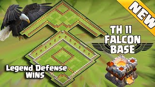 New Th11 Legend Defense Base 2017 Replay | Th11 Falcon Base/Anti valk 6/Anti Queen Walk Bowler Witch