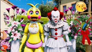 FIRST ANIMATRONIC DATE! PENNYWISE & TOY CHICA! (GTA 5 Mods FNAF RedHatter)